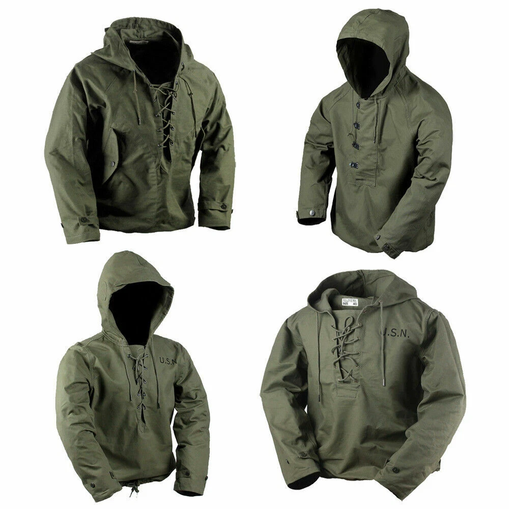 VETEMENTS Cappotto vintage da uomo s guerra mondiale USN uniforme parka giacca da ponte militare pullover abbigliamento da lavoro
