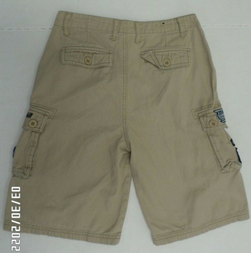 MAKAVELI Tan Brown Sand Patched TUPAC Cargo Shorts 6 Pockets Youth Boys 14 - Picture 4 of 7