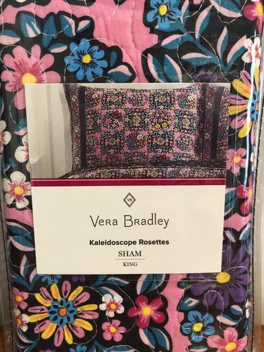 New Vera Bradley Kaleidoscope Rosettes Floral Cotton King Pillow Sham 20"x36” - Picture 2 of 4