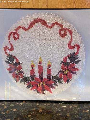 Sew Simple Candle Trio Round Latch Hook Kit, Rug Or Tree Skirt J109 Christmas - Picture 2 of 8