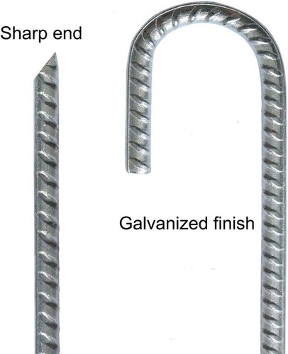 OK5STAR 16" Rebar Tent Stakes 16-Pack J Hook Ground Stakes Galvanized Chain Link - Picture 3 of 7