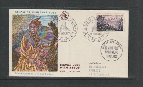 France 1955 SG1267 FDC (Paris/Martinique) Views-Le Mont Pele-Martinique