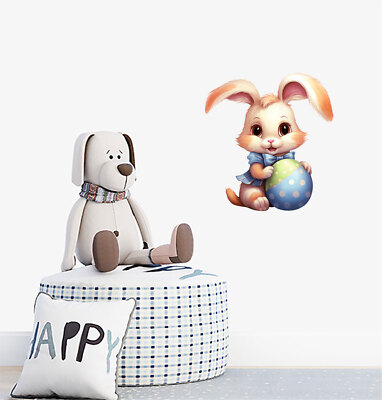 Wandbild Osterhase Hase Ei Blume bunt Van Vinyl Aufkleber Abziehbilder a7573