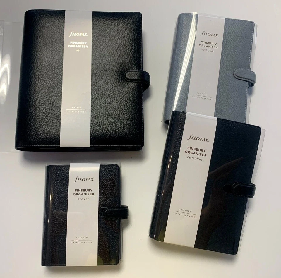 Filofax Finsbury schwarz Terminplaner Organizer Agenda Leder A6/Personal/A5 NEU