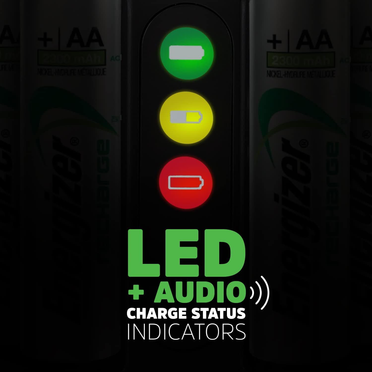 AA and AAA Rechargeable Battery Charger with 4 AA Nimh Batteries/Smart/3-5 Hours