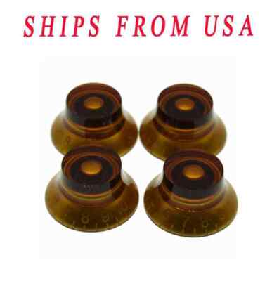 LP Guitar Bell Knobs 24 Fine Spline Top Hat Knobs fits Gibson Les Paul Amber