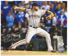 Hunter Strickland SF Giants Auto 8x10 Photo - Signed in Store 7/25/15 - Gray Uni