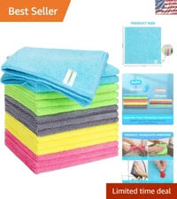 Versatile Microfiber Cleaning Cloths - 15 Assorted Colors, 11.8" for Daily Use