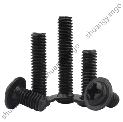 Schwarz Stahl Linsenkopfschrauben mit Bund und Kreuzschlitz M1.7 M2.5 M3 M4
