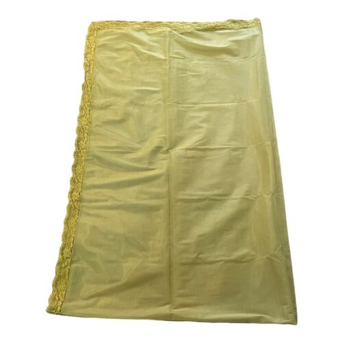 Green Sheer Lace Edge Vintage Green Victorian Boho Tablecloth Oblong 103x62.5