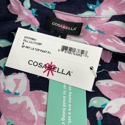 Cosabella Pajama Womens Small Navy floral Set Top & Pants Pima Cotton $150 Peru - Picture 12 of 12