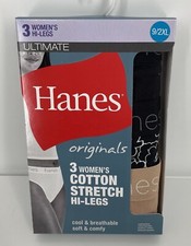 Hanes Ultimate Originals 3pk Hi-Legs Underwear Panties Cotton Stretch Sz 9 2XL