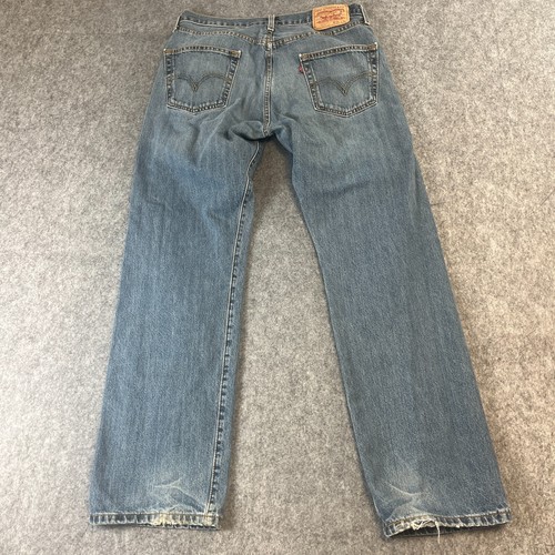 Vintage Levi's 501 Jeans Mens 34 32 90s Light Wash Blue Red Tab Regular Straight - Picture 2 of 12