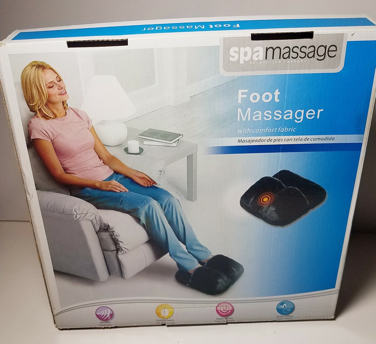 Spa Massage Foot Massager With Comfort Black Fuzzy Fabric Battery