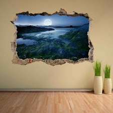 Full Moon Cornwall Coast England Wall Sticker Mural Decal Home Office Decor BK7