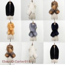 100% Real Fox Fur Scarf /cape/ Collar /wrap Whole Skin Shawl 120*18cm Magnetic