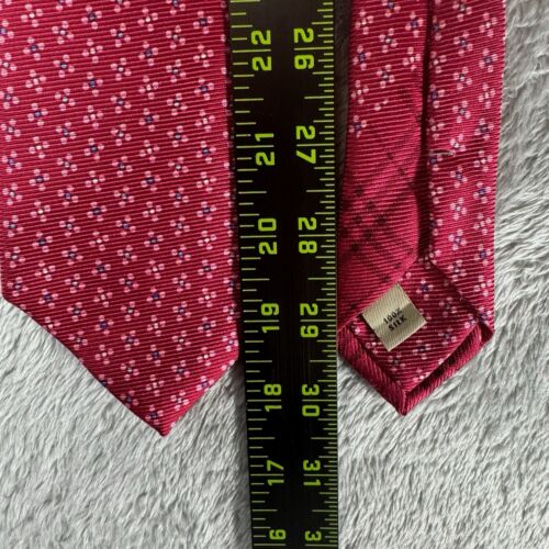 BURBERRY LONDON Mens 100% Silk Classic Necktie ITALY Luxury Red Floral Designer - Picture 4 of 5