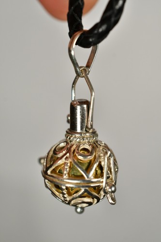 *HARMONY BALL* Balinese Pendant +Cord Locket Cage Chime Simulated Amethyst - Picture 5 of 10