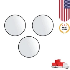 10" Round Wall Mirror Set 3-Piece Plastic Frame Glass Mirror Decor Hanging Home