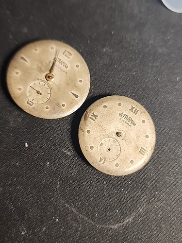 2 Vintage Ultramar Men's Mechanical 17 & 19 Jewels Watch Movement & DIALS