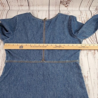 Forever 21 Denim Dress Womens Small Long Sleeve Zip Front Pockets Short  Mini 90s | eBay