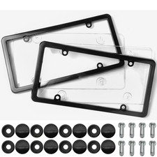 2 Unbreakable License Plate Coversframes Auto Tag Shield Protector Rear Front.