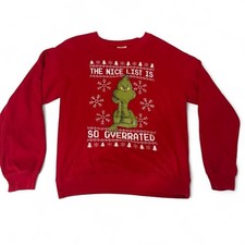 The Grinch Red Christmas Sweatshirt, Kids Size M 7-9   Holiday HolidayVibes