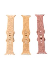 3 Flower Engraved Bands Compatible with Apple Watch Band38,40,41,42,44,45,49mm