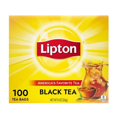 Lipton Black Tea Bags, Hot or Iced tea bags, 100 100 Count (Pack of 1), black