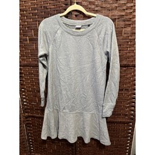 CABI Gray Long Sleeve Dress XS Ruffle Hem Crew Neck Casual Comfy Womens