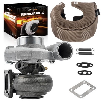 T76 T4 Turbo Turbine 0.96 A/R Com .80 A/R Oil Cold 500HP V-Band+Titanium Blanket
