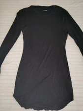 Fashion Nova M Black Long Sleeve Dress Hem Stretch Rayon Spandex Going Out