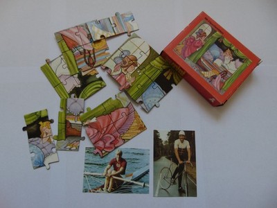 DDR Annaberger Mini-Puzzle 24 Teile m. 2 Sportlerbildern, Prinzessin a.d. Erbse