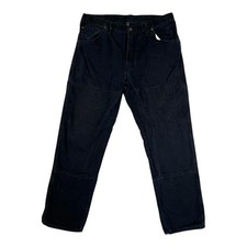 VTG Dickies Double Knee Canvas Pants Mens 36x32 Black Straight Work Utility READ