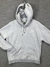 Under Armour Sweatshirt Hoodie Mens Medium Gray Fleece Logo Pullover Athletic