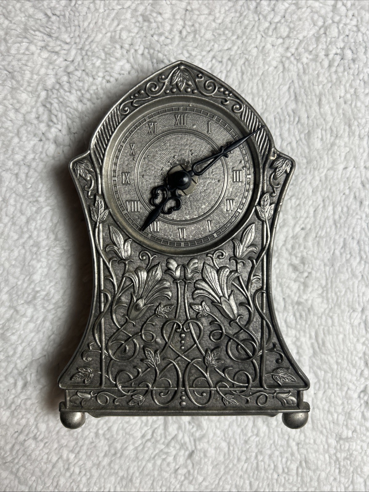 Silver clock made in Germany 6x4 Tested and working good con