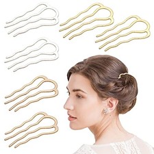 6 Pcs Hair Fork Clip Metal Hair Side Combs Bun Updo Hair Sticks French Twist