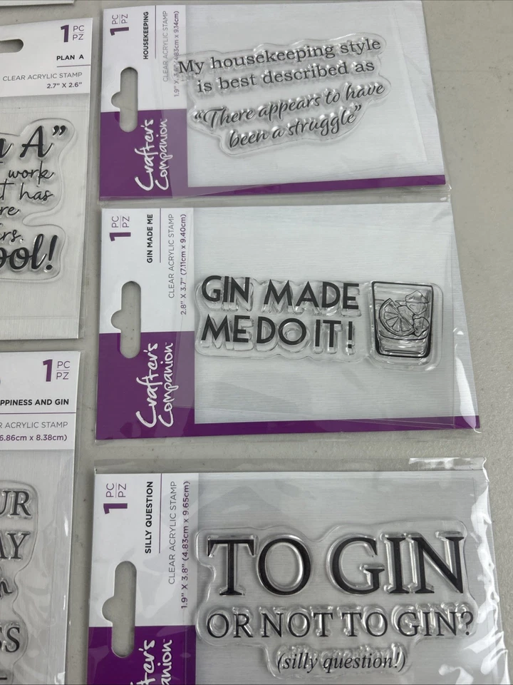 CRAFTERS COMPANION ACRYLIC STAMPS PROSECCO 生日 GIN LOVE PHRASES 情感 — 第 2/4 张图片