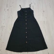 Old Navy Black Midi Linen Blend Dress With Button Front Detail Summer Spring