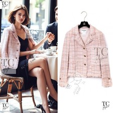 CHANEL 04S Nude Beige Pink Multicolor Mix Gold CC Buttons Tweed Jacket 38 US6