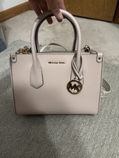 Michael Kors Leather Satchel Bag Pink with Logo Charm