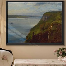 Vintage Landscape Oil Painting Canvas Mountain River Artwork Home Decor Print