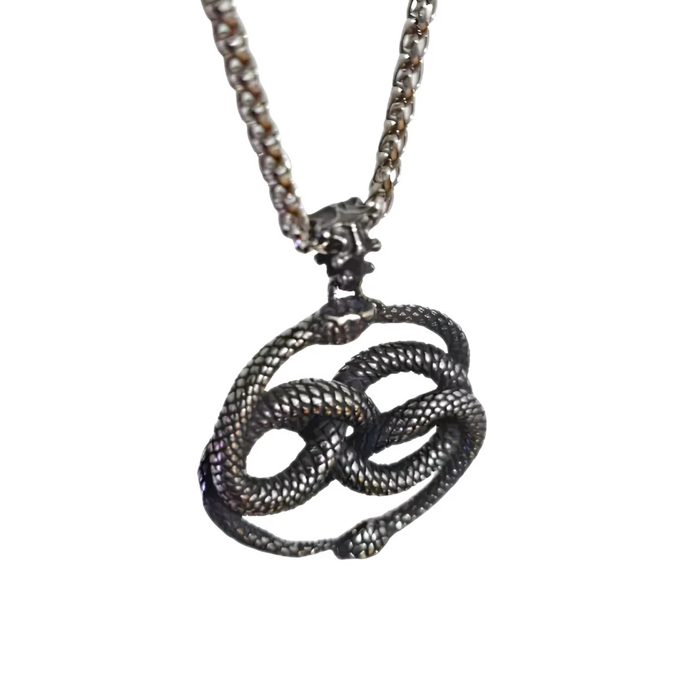 Collar Colgante Serpiente Ouroboros 22" Cadena Talismán Dos Serpientes Auryn Joyería - Imagen 2 de 4