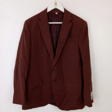 M&S Men's Blazer Size 42" Reg Burgundy Linen Blend Woven in Italy NEW F2