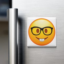 Smiling Face With Glasses Emoji Fridge Magnet 2x2 Made in USA