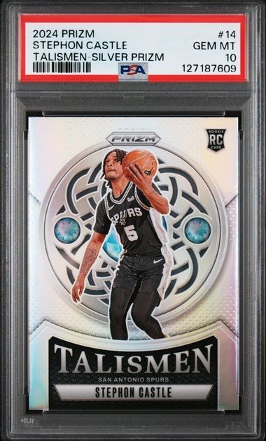 Stephon Castle 2024 Panini Prizm RC Talismen Silver Prizm PSA 10 #14 Spurs