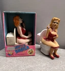 Vintage NOS Plastic Funny Action Toy Busy Lady Toilet Action Toy