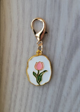 Rose Flower Charm Zipper Decoration Lobster Claw Clasp Keychain