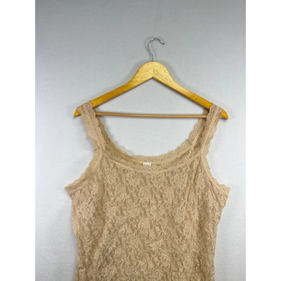 Hanky Panky Lace Camisole Tank Top Size 2X Beige Floral Sheer Layering - Image 4 of 4
