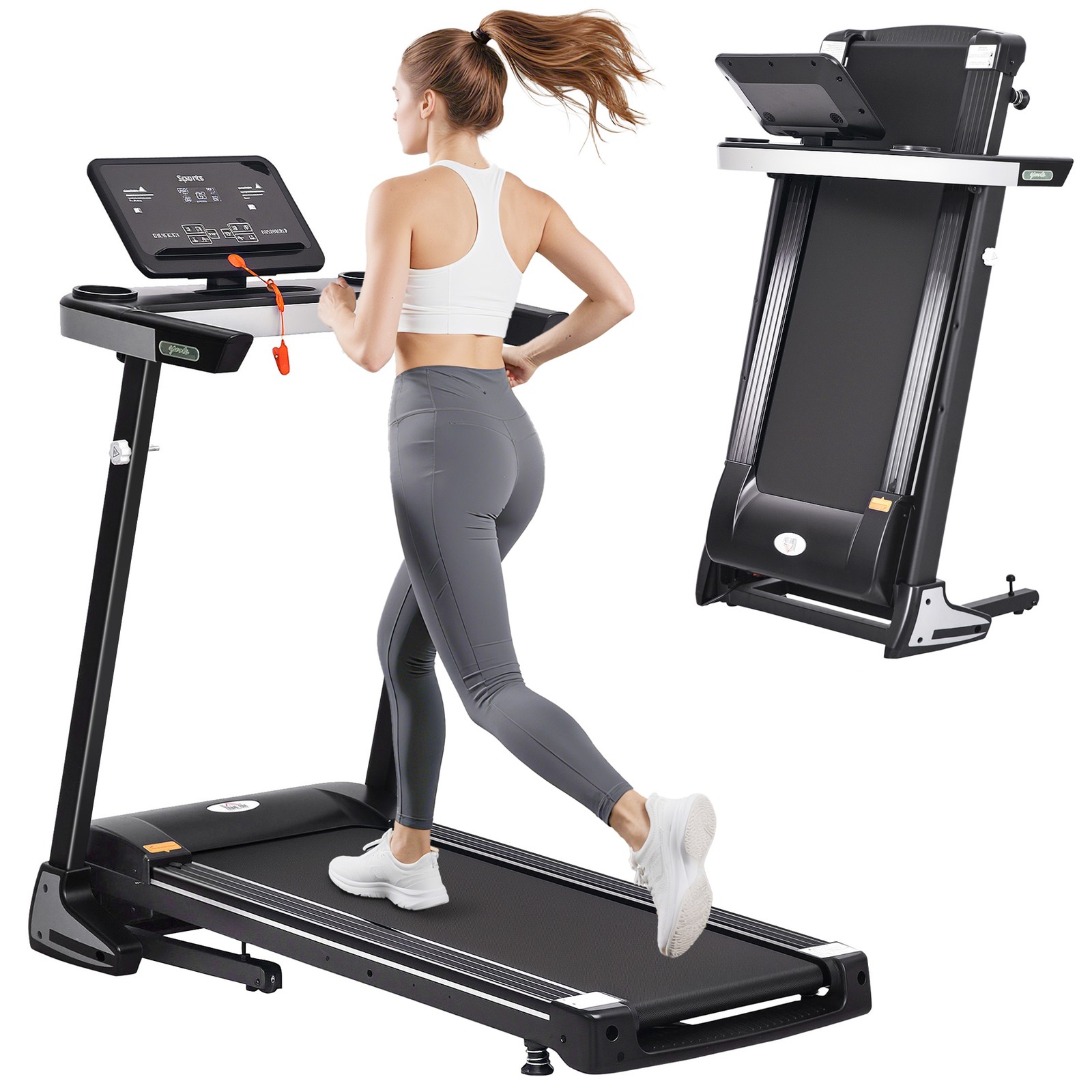 HOMCOM Tapis Roulant Elettrico Pieghevole per Fitness con LCD e Portabicchieri